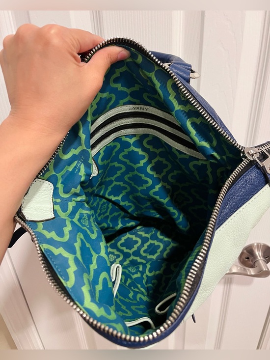 Oryany Mint and Navy Leather Backpack main image 5